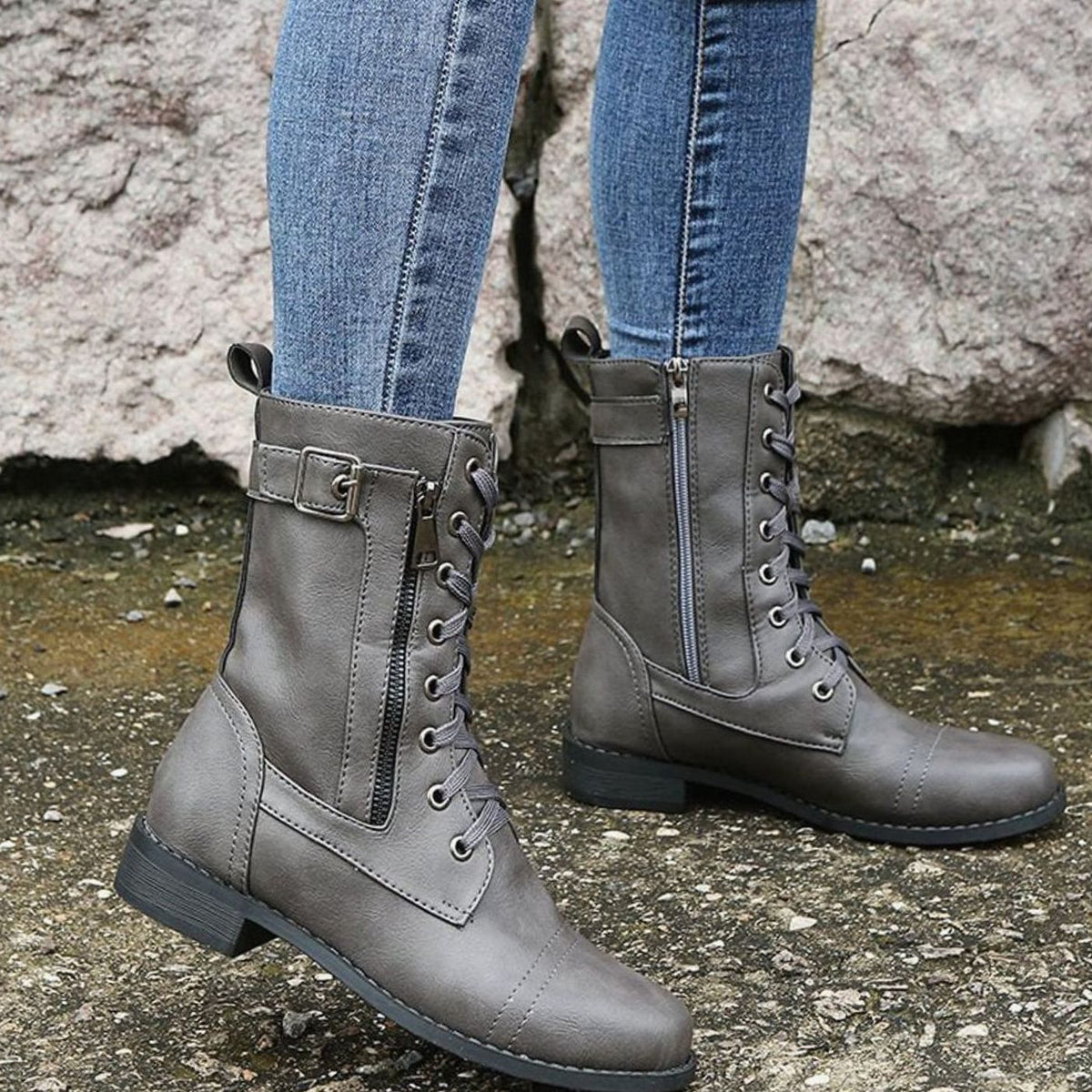 Women's Shelby lace-up combat boots - view 4