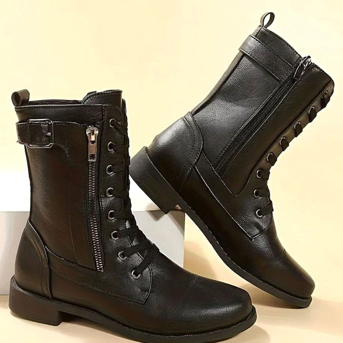 Women's Shelby lace-up combat boots in Black