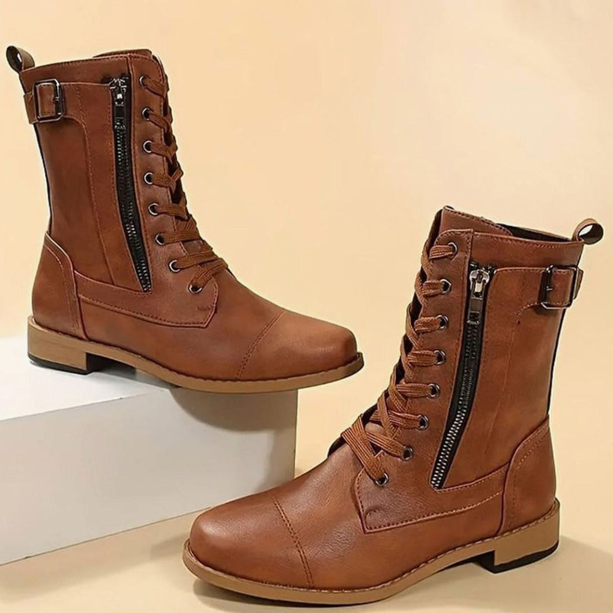 Women's Shelby lace-up combat boots in Brown