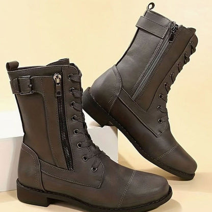 Women's Shelby lace-up combat boots in Gray
