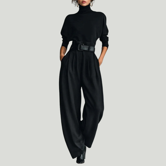 Sigrun | Turtleneck Top & Straight-Leg Trouser Set