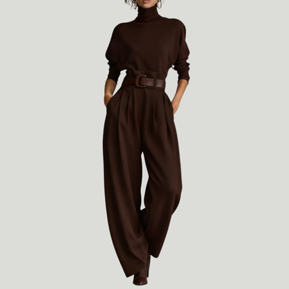 Sigrun | Turtleneck Top & Straight-Leg Trouser Set