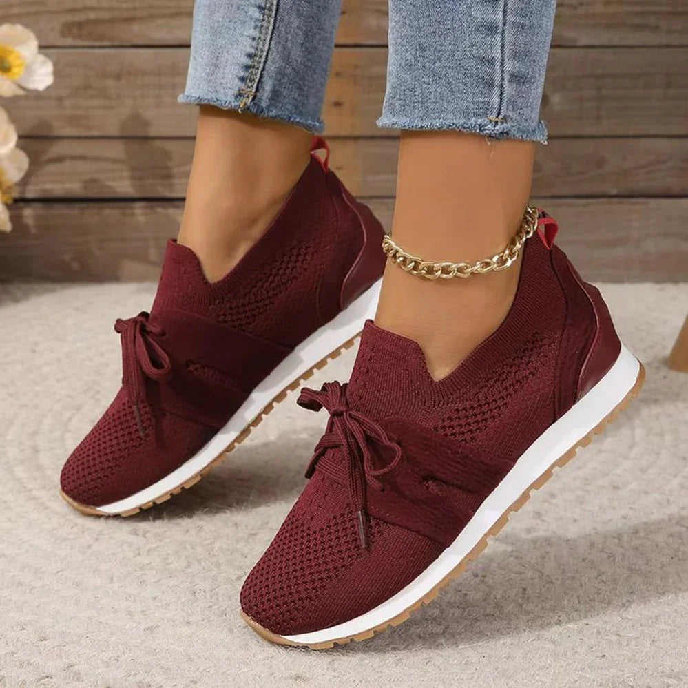 Women's Siri slip-on lace-detail sneakers in Burgundy