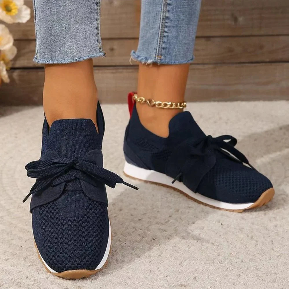 Women's Siri slip-on lace-detail sneakers in Navy Blue