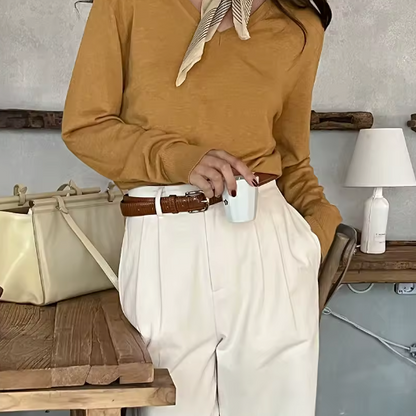 Serena | Belted Wide-Leg Dress Pants