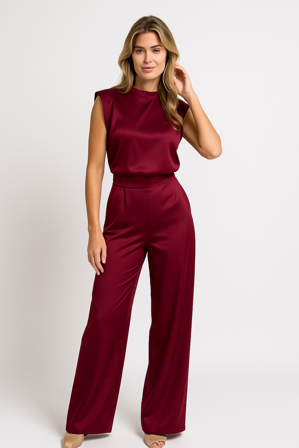 Lise | High-Neck Open-Back Wide-Leg Jumpsuit