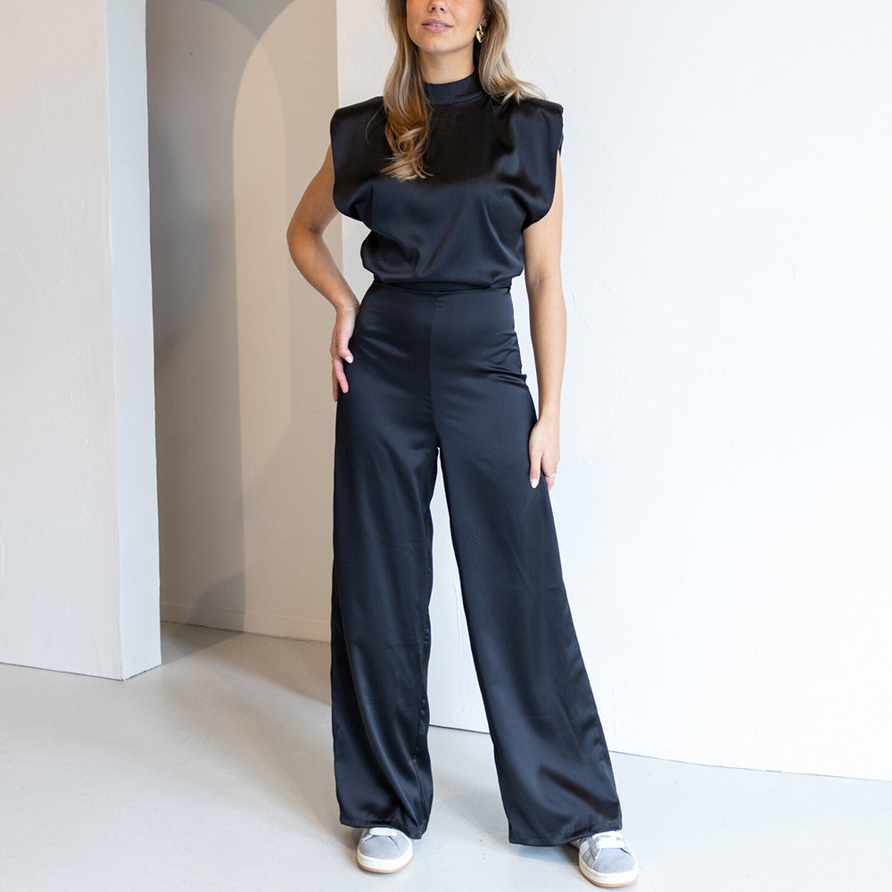 Lise | High-Neck Open-Back Wide-Leg Jumpsuit