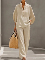 Verona | Collared Top and Wide-Leg Trouser Set