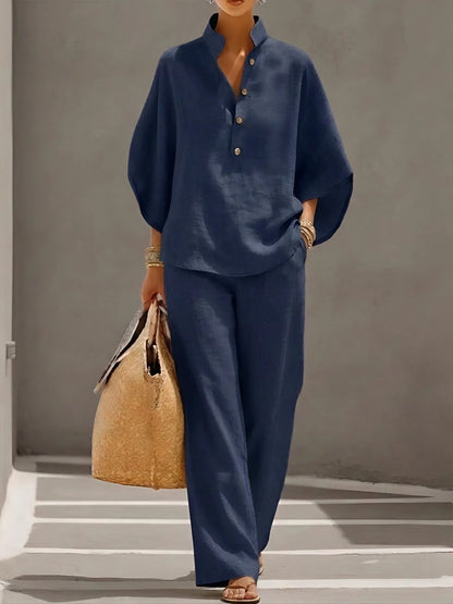 Verona | Collared Top and Wide-Leg Trouser Set