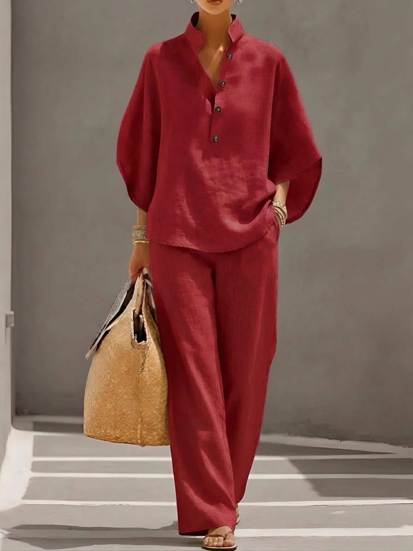 Verona | Collared Top and Wide-Leg Trouser Set