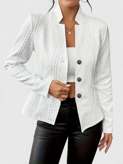 Solvej stand collar dress jacket, front view