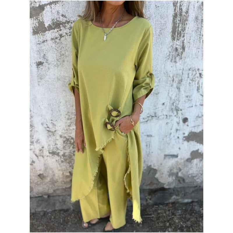 Arielle | Asymmetric Top & Wide-Leg Pants Set