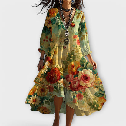 Ottilie | Boho Floral Tiered Midi Dress