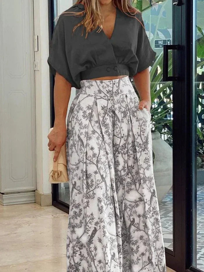 Sulina | Floral Wide-Leg Pants Set