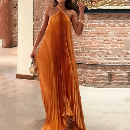 Women's Sunniva halter pleated wedding guest maxi dress - view 2