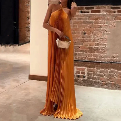 Women's Sunniva halter pleated wedding guest maxi dress - view 3