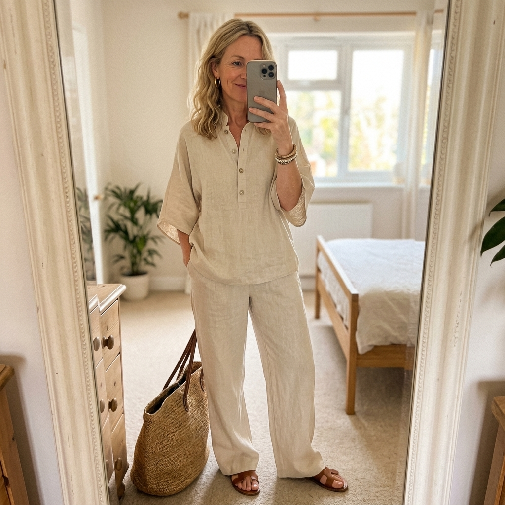 Tabitha | Mandarin Collar Top and Wide-Leg Pant Set