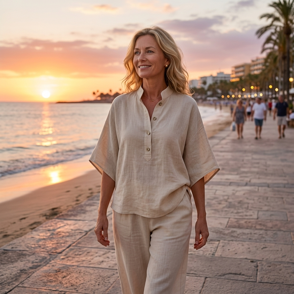 Tabitha | Mandarin Collar Top and Wide-Leg Pant Set