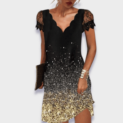 Thélise | V-Neck Short Sleeve Lace Dress