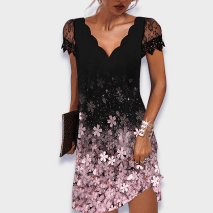 Thélise | V-Neck Short Sleeve Lace Dress