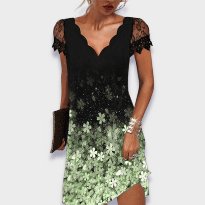 Thélise | V-Neck Short Sleeve Lace Dress