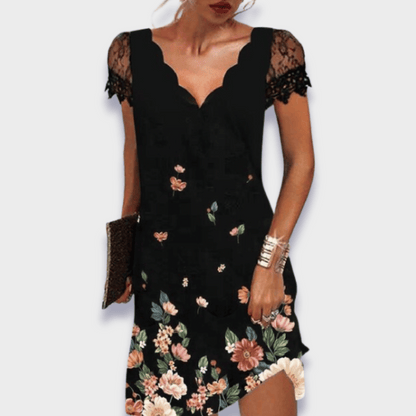 Thélise | V-Neck Short Sleeve Lace Dress