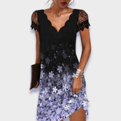 Thélise | V-Neck Short Sleeve Lace Dress