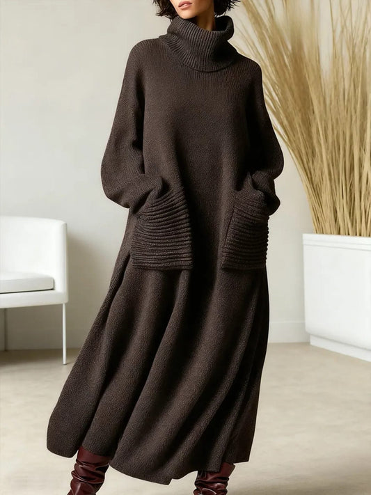 Women's Tilde roll-neck oversized maxi sweater dress in Coffee