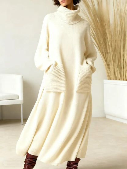 Women's Tilde roll-neck oversized maxi sweater dress in White