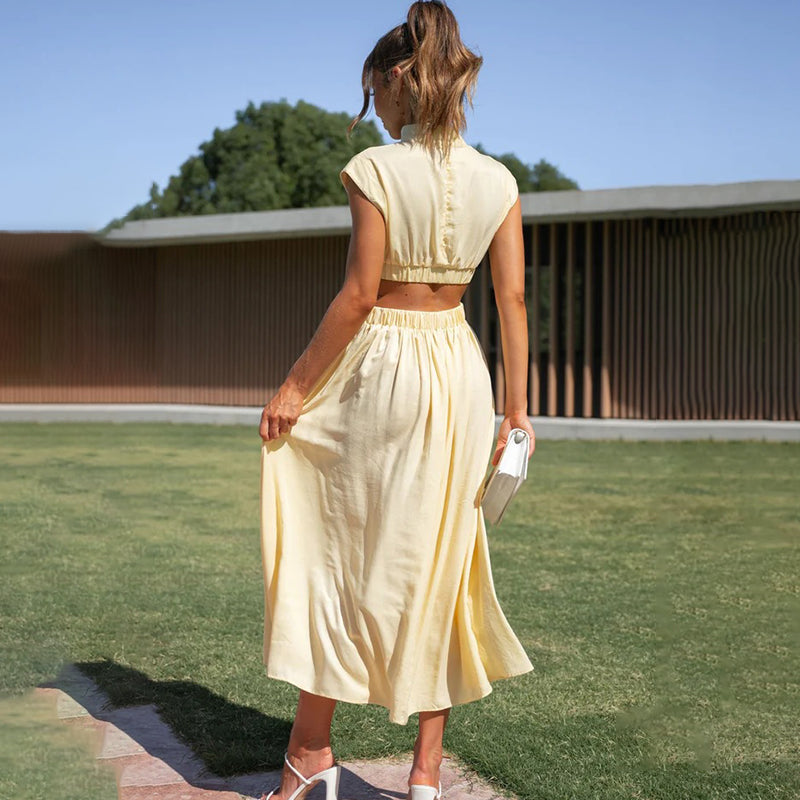Isalina | Halter Summer Midi Dress