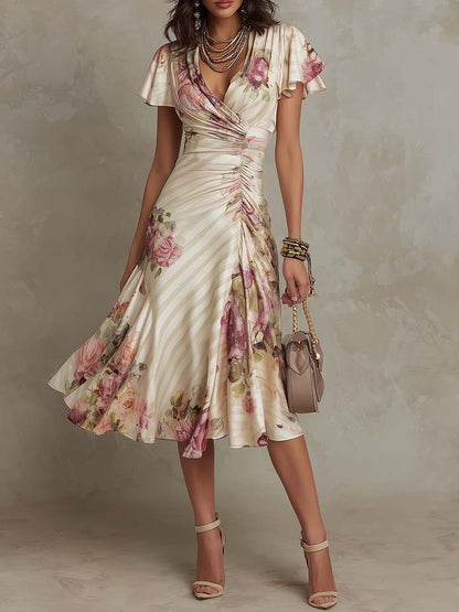 Perdita | Floral Wrap V-Neck Midi Dress