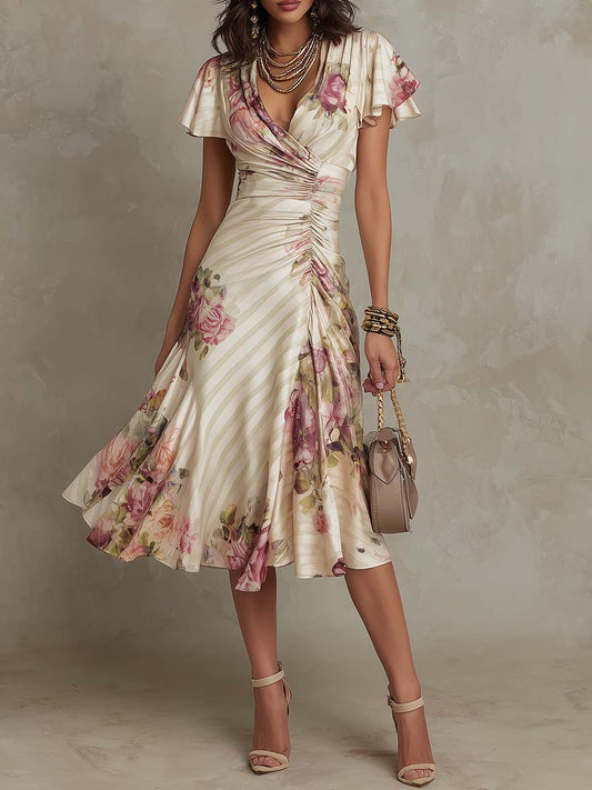 Perdita | Floral Wrap V-Neck Midi Dress