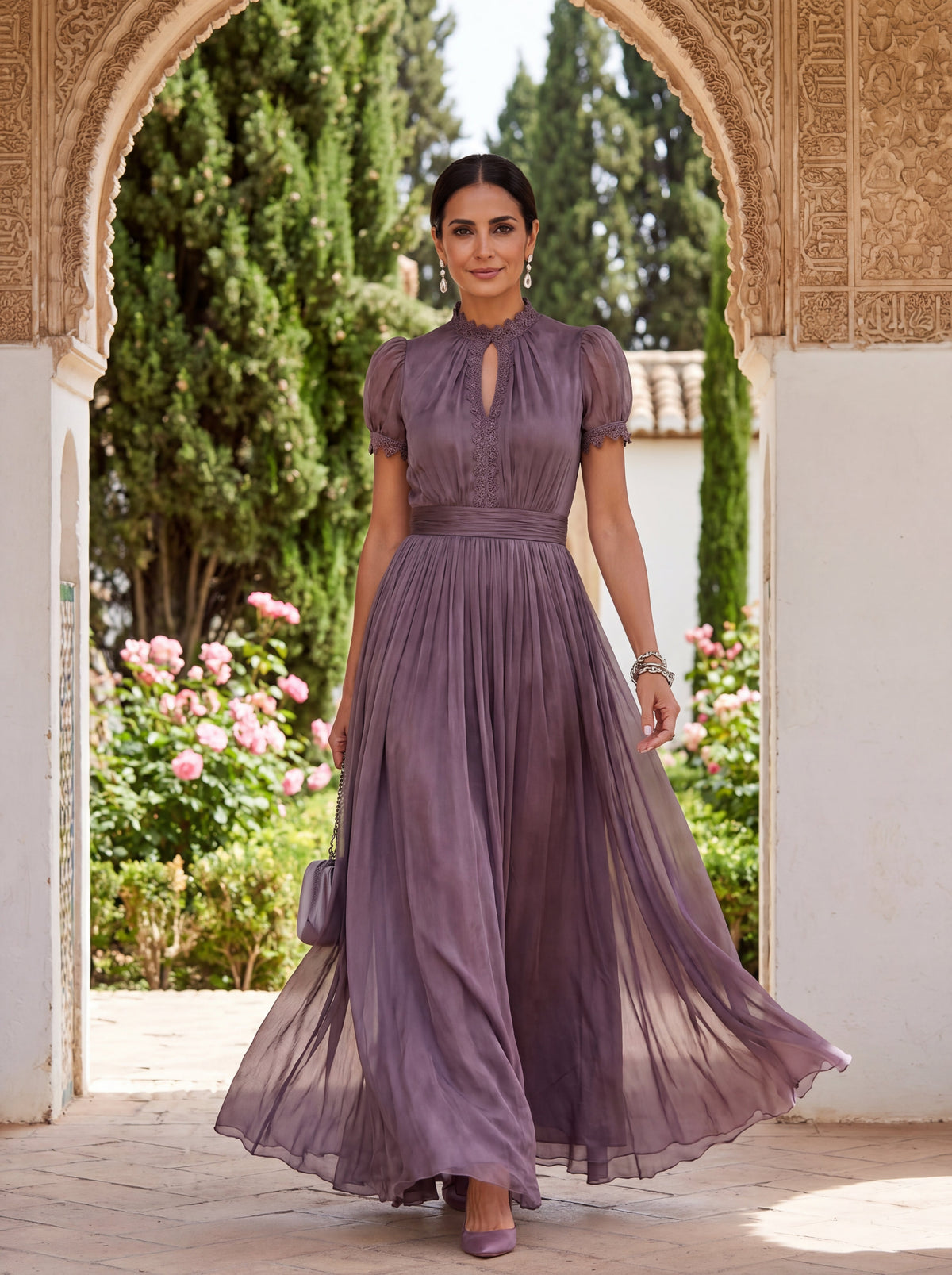 Women's Violaine flowy purple midi dress - view 1