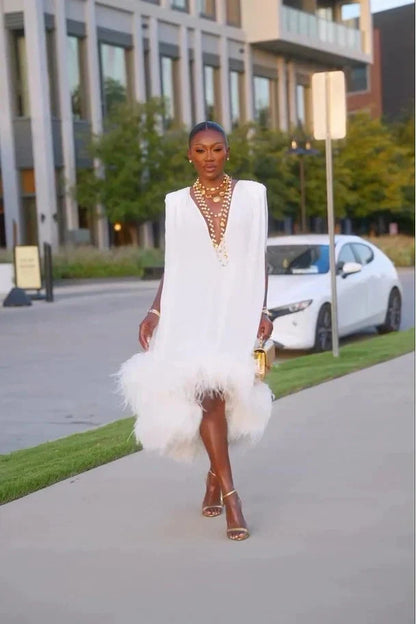 Women's Viveka white feather mini dress - view 2
