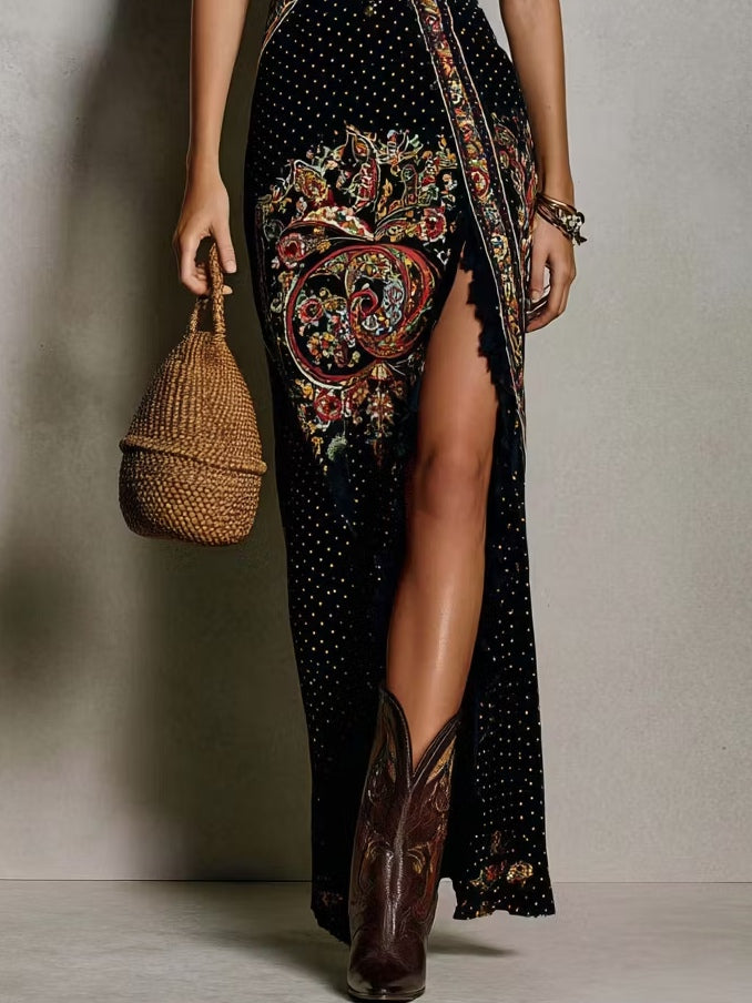 Vesper | Deep-V High-Slit Maxi Cocktail Dress