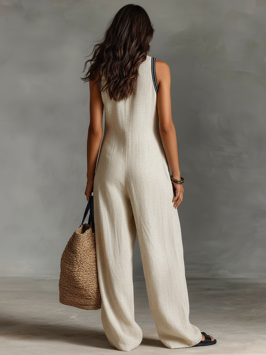 Ottilie | Embroidered Stand Collar Jumpsuit