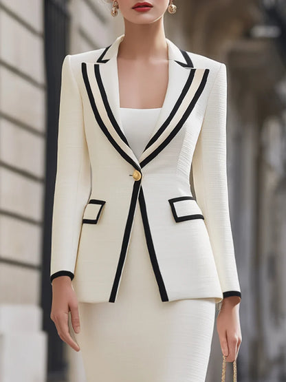 Bérénice | Contrast Trim Blazer & Pencil Skirt Set