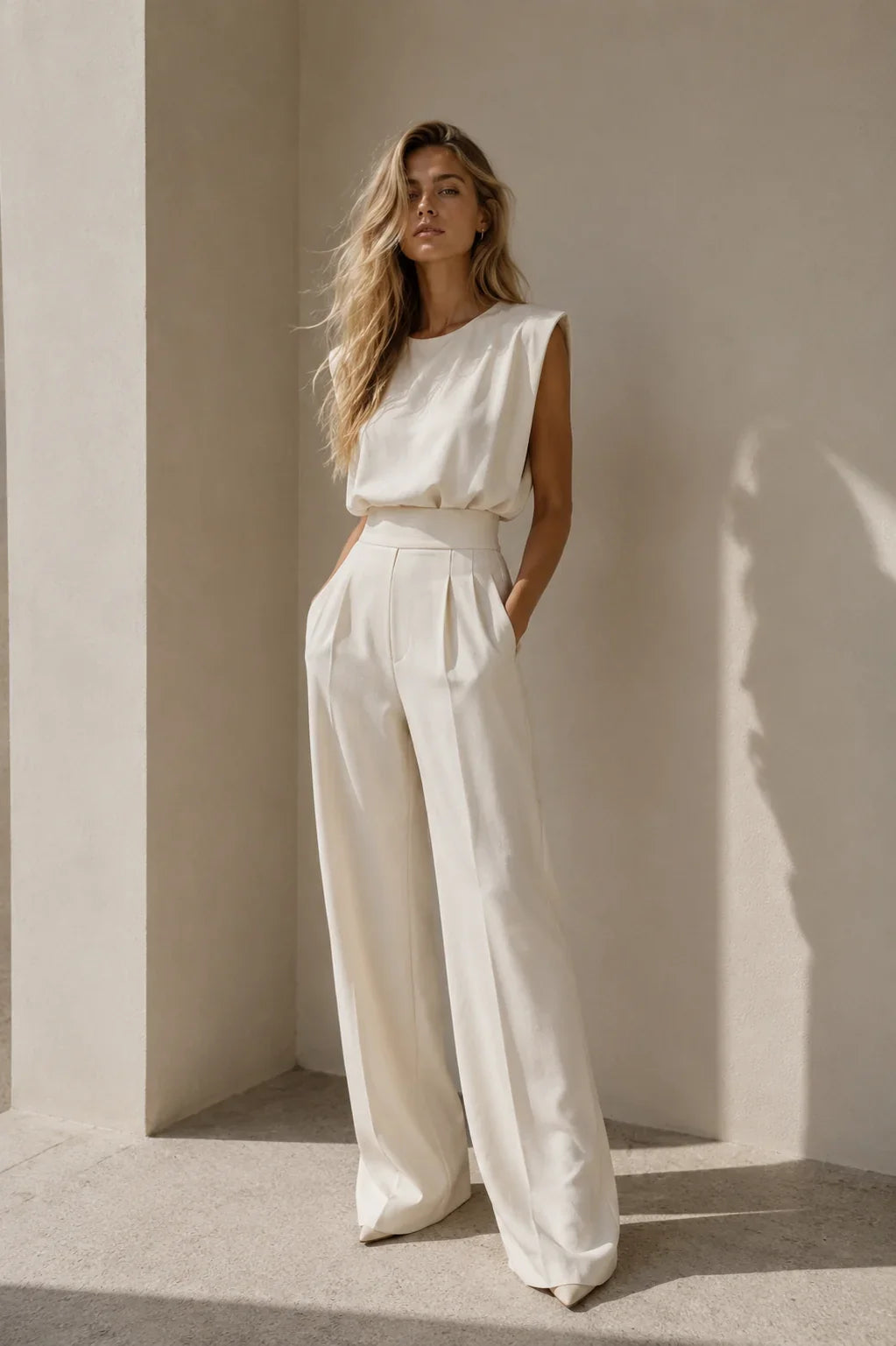 Léontine | Bloused Wide-Leg Pleated Jumpsuit