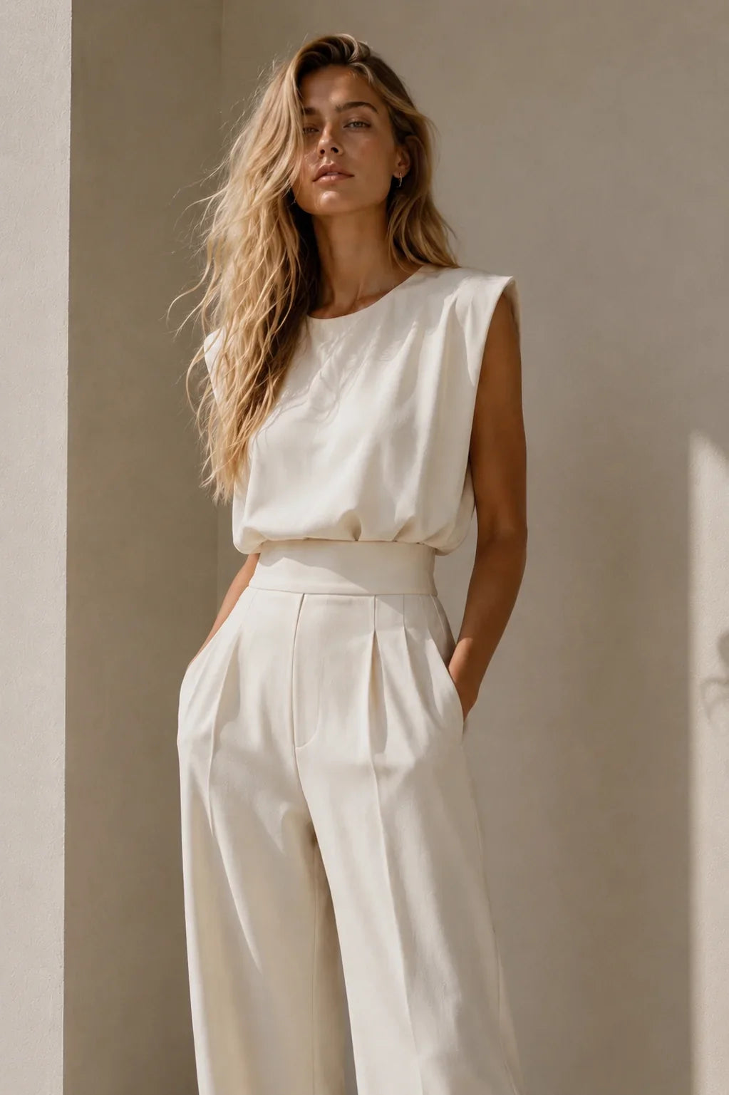 Léontine | Bloused Wide-Leg Pleated Jumpsuit