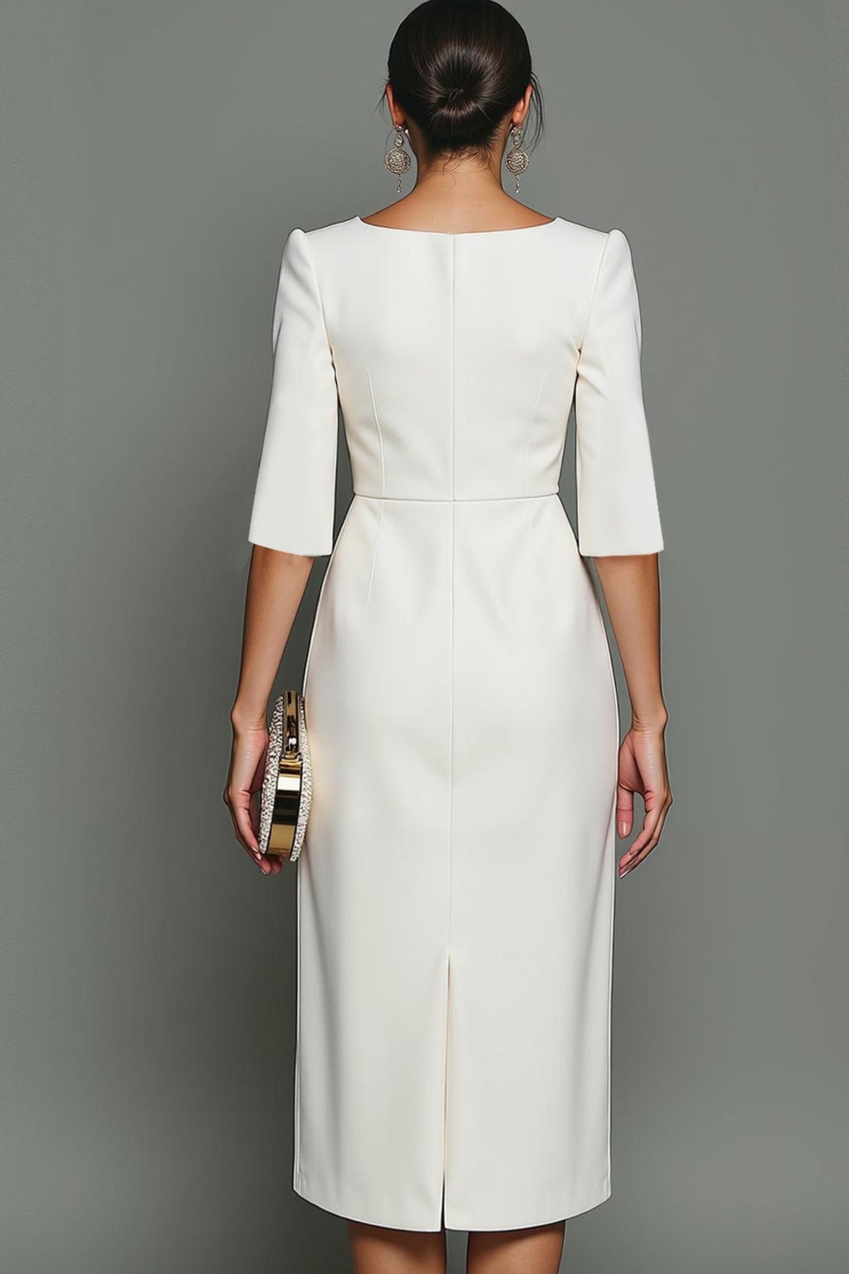 Perle | Bateau Neck Pearl-Trim Sheath Dress