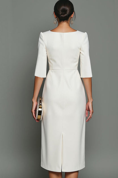 Perle | Bateau Neck Pearl-Trim Sheath Dress