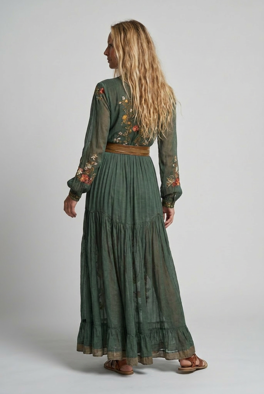 Madeleine | Embroidered V-Neck Maxi Dress