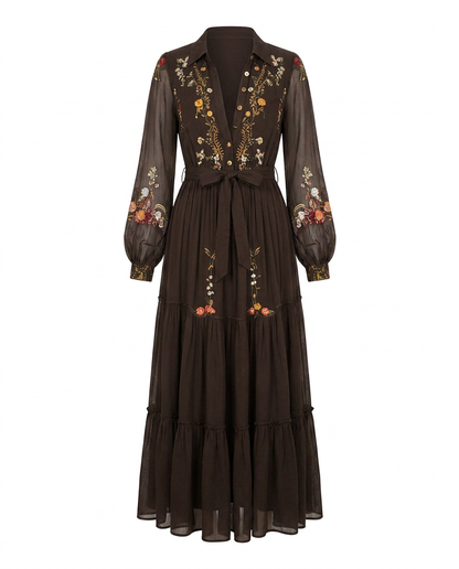 Madeleine | Embroidered V-Neck Maxi Dress