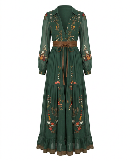 Madeleine | Embroidered V-Neck Maxi Dress