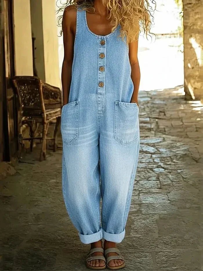 Frankie | Sleeveless Denim Overall Jumpsuit