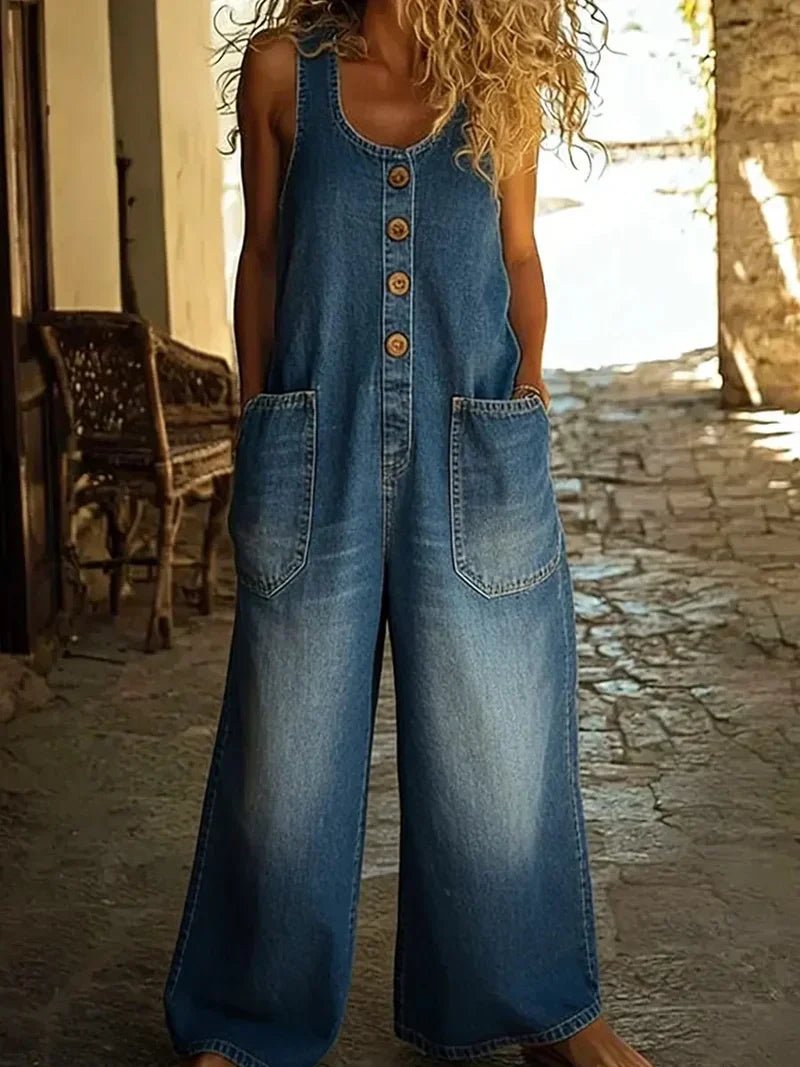 Frankie | Sleeveless Denim Overall Jumpsuit