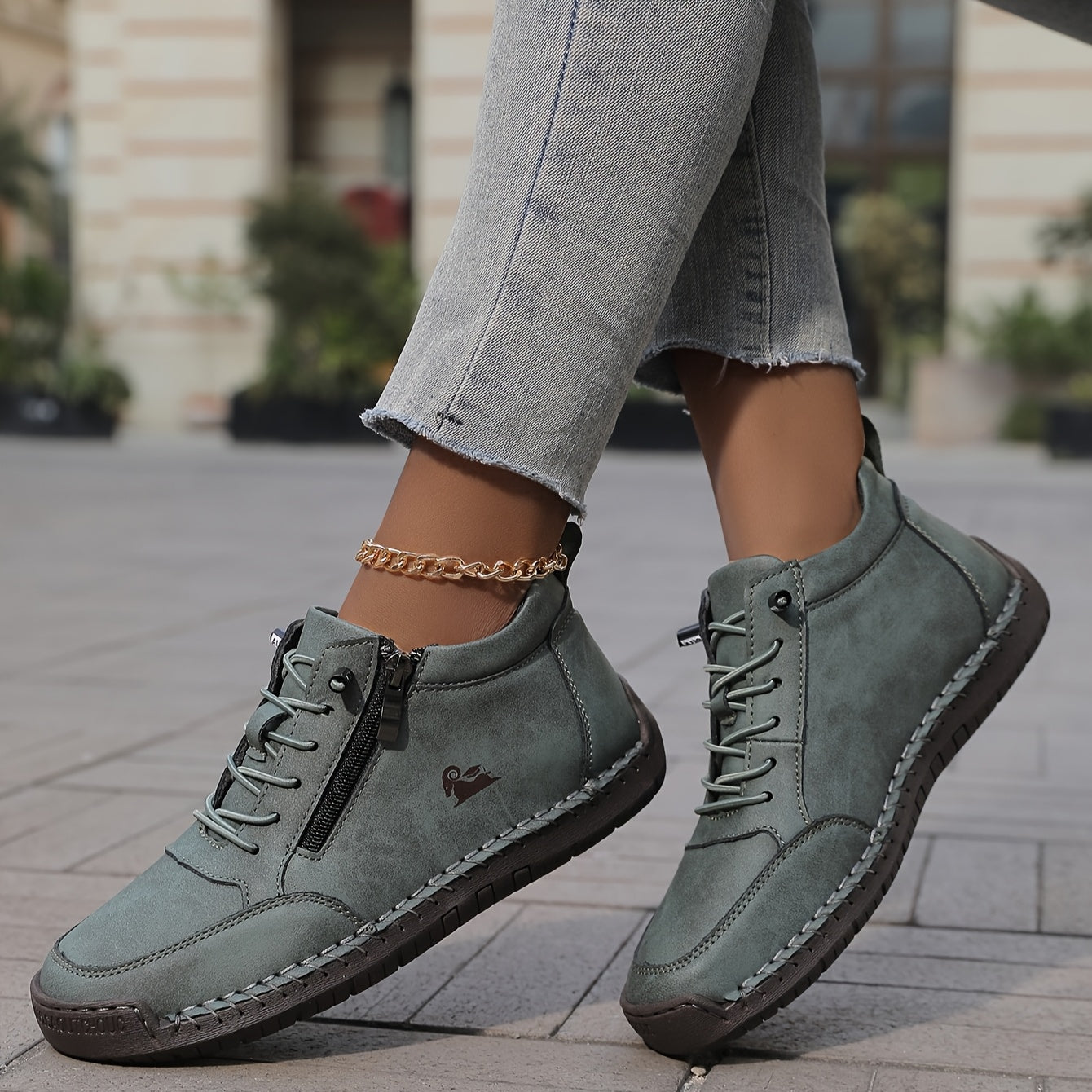 Wrenna | Lace-Up Side Zip Sneakers