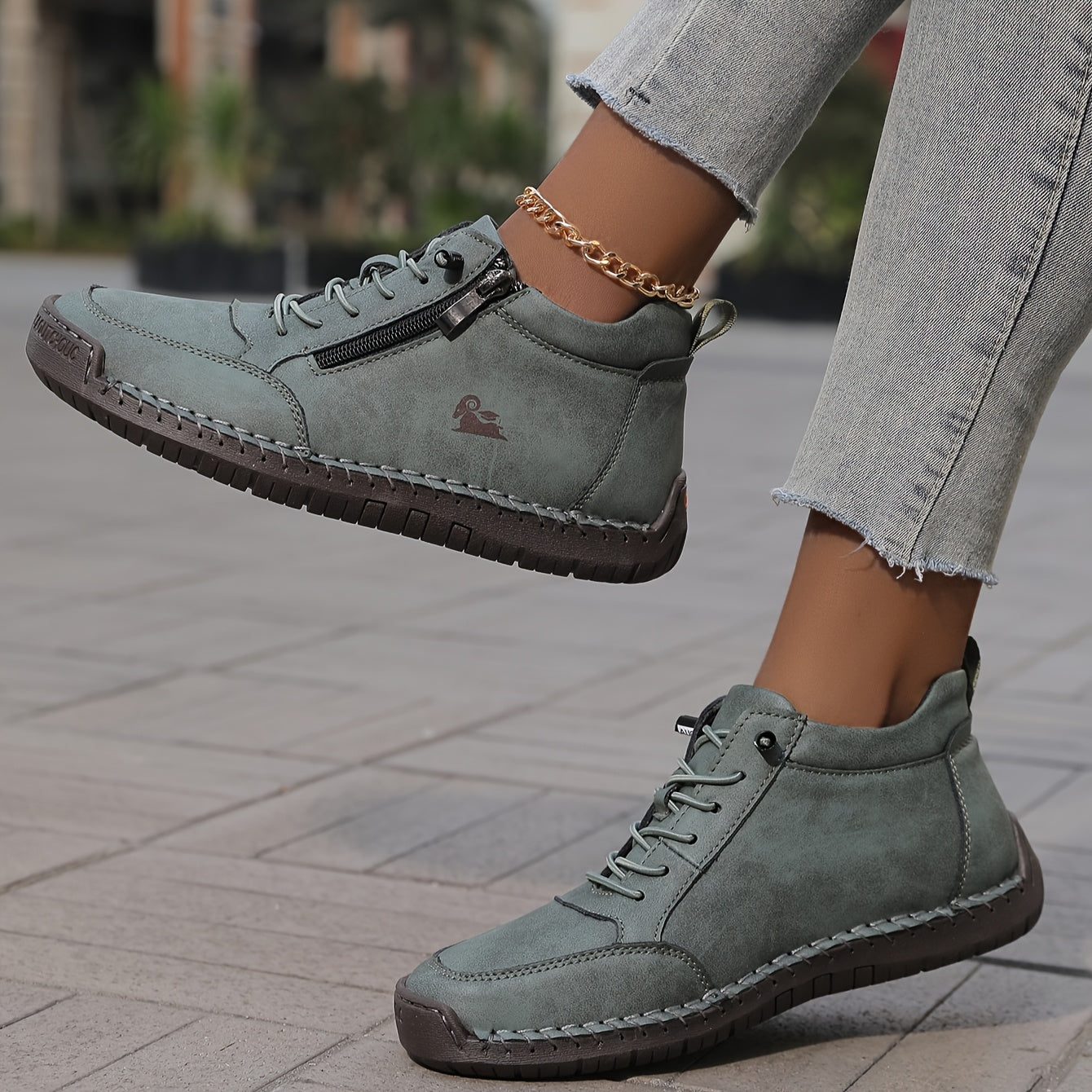 Wrenna | Lace-Up Side Zip Sneakers