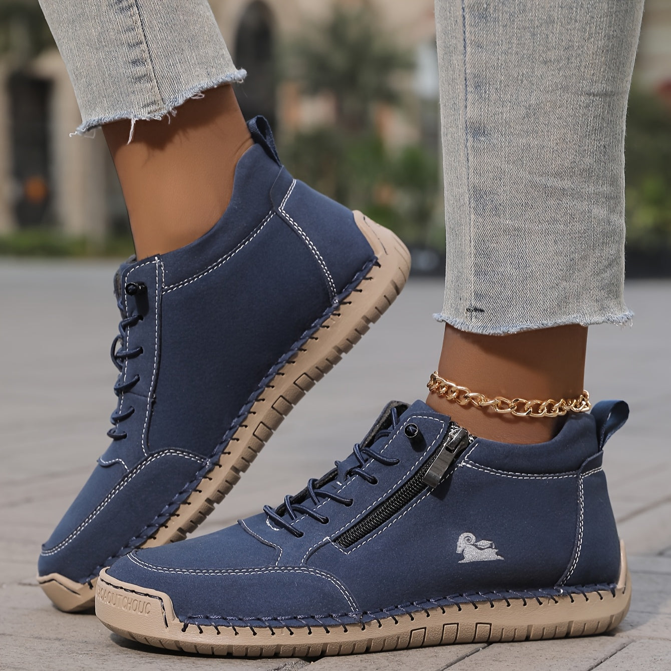 Wrenna | Lace-Up Side Zip Sneakers