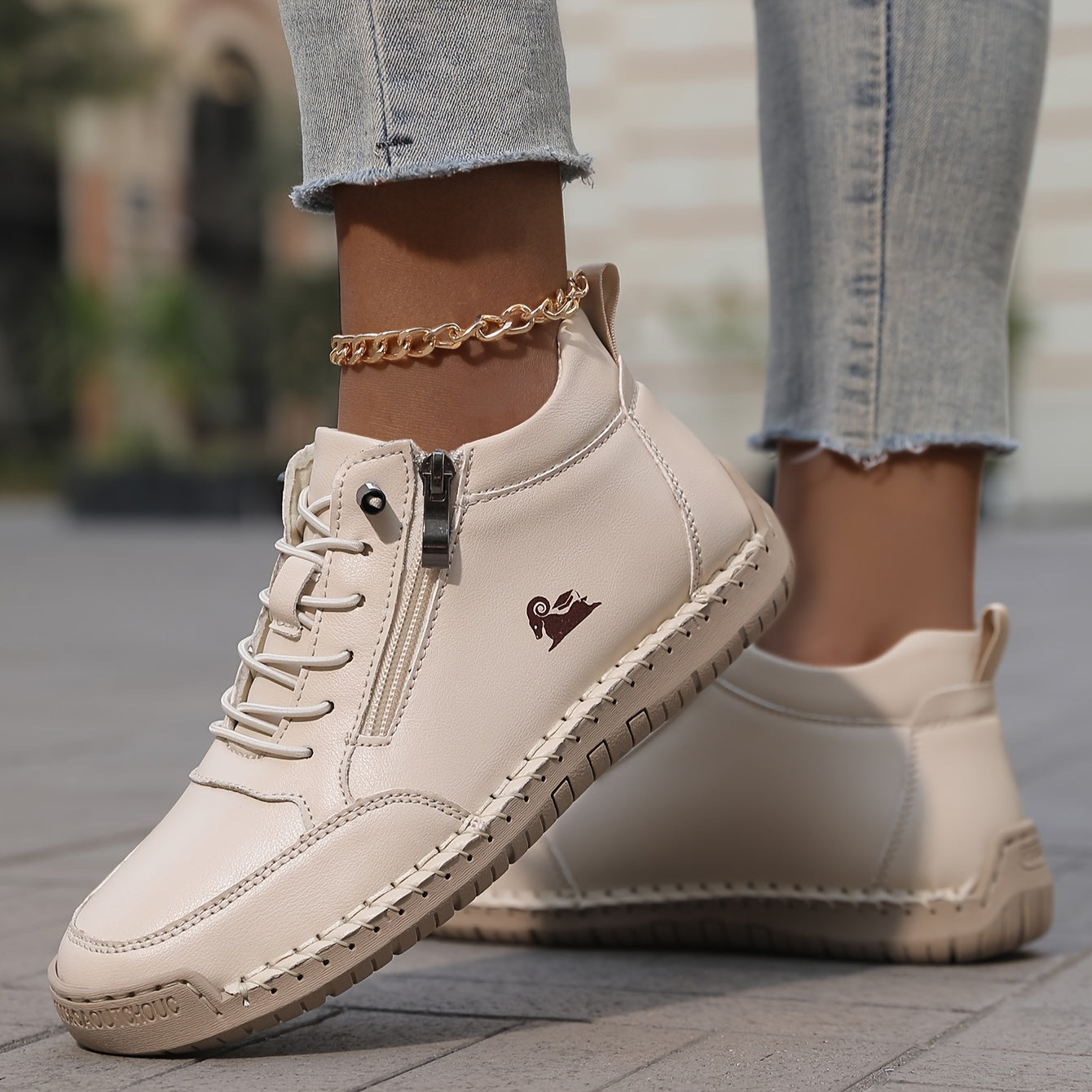 Wrenna | Lace-Up Side Zip Sneakers